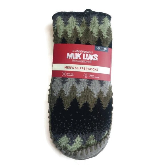 Muk Luks Other - MUK LUKS Mens Slipper Socks Size L/XL Shoe Size 11/13 Green RT Warm Comfortable